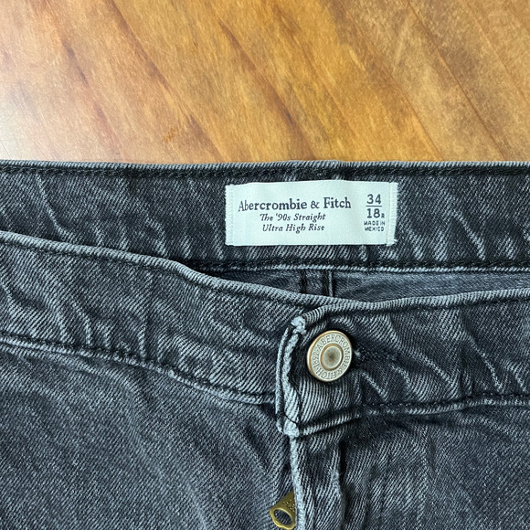 Abercrombie & Fitch 90's Straight Jeans Ultra High rise 34 18r Denim KK29 - Picture 4 of 7